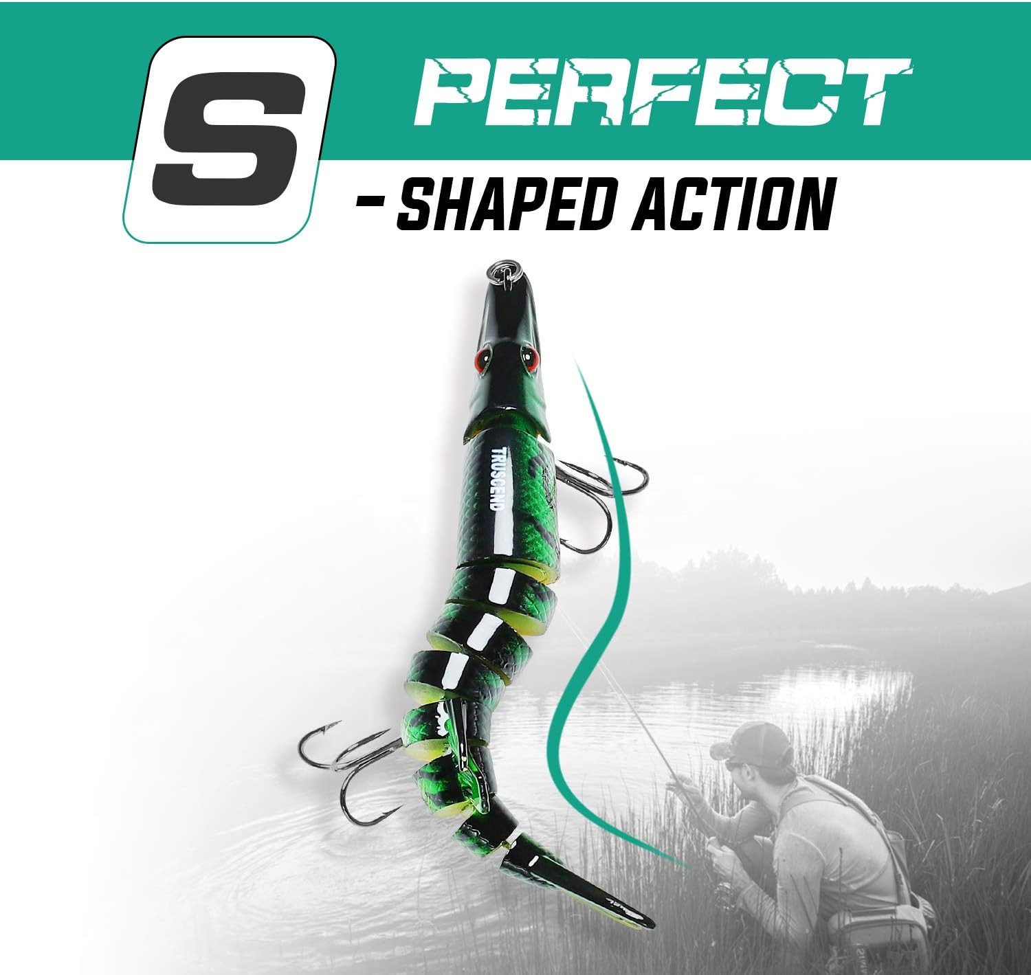 Swimbait réaliste pour bar doté d'une nage multi-sections 3D - 3