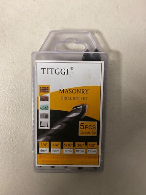 Titggi 5 Piece Masonry Drill Bit Set 1/4'' - 1/2'' Carbide Tips X002IY2NJ3
