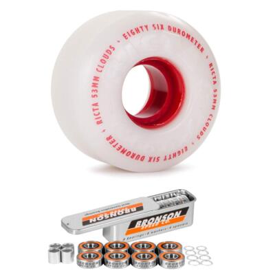 Ricta Skateboard Wheels 53mm CLOUDS RED 86a Soft Cruiser + Bronson G3 Bearings