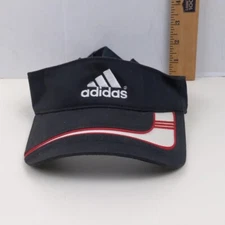 Adidas Black Adjustable Visor Cap Embroidered Logo Red White Trim Sports Golf 