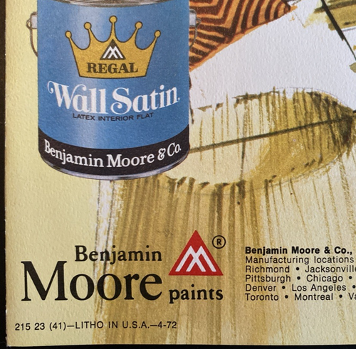 Vtg & Rare 1972 Moore's Regal Wall Satin Latex Paint Sample Color Chip Brochure - Picture 6 of 7