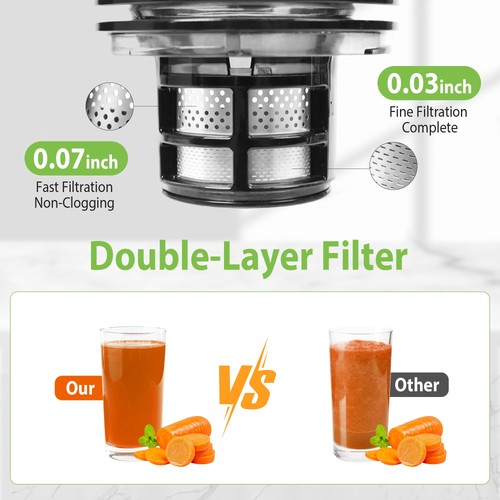 Cold Press Juicer, 6.5" Extra Large Feed Chute Juicer Machines, 350W Slow Mas... - Picture 7 of 8