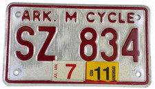 Vintage Arkansas 2011 Motorcycle License Plate SZ 834 Garage Man Cave Wall Decor