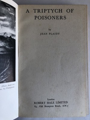 SCARCE ''A Triptych of Poisoners'' Jean Plaidy - 1st UK edition hardback, no d/w