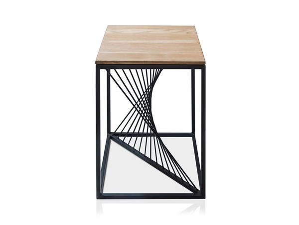 Couchtisch Wohnzimmertisch Nathan Metallgestell Massivholz Eichenholz 40X40 Cm-image