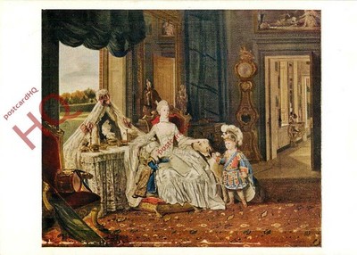 Postkarte-:Johann Zoffany, Königin Charlotte in ihrer Garderobe, Royal Collection