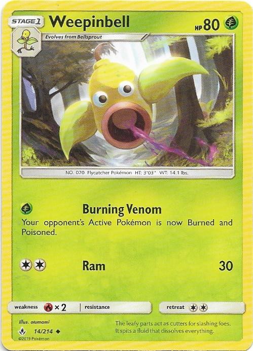Weepinbell 14/214 Uncommon Unbroken Bonds Pokemon Near Mint