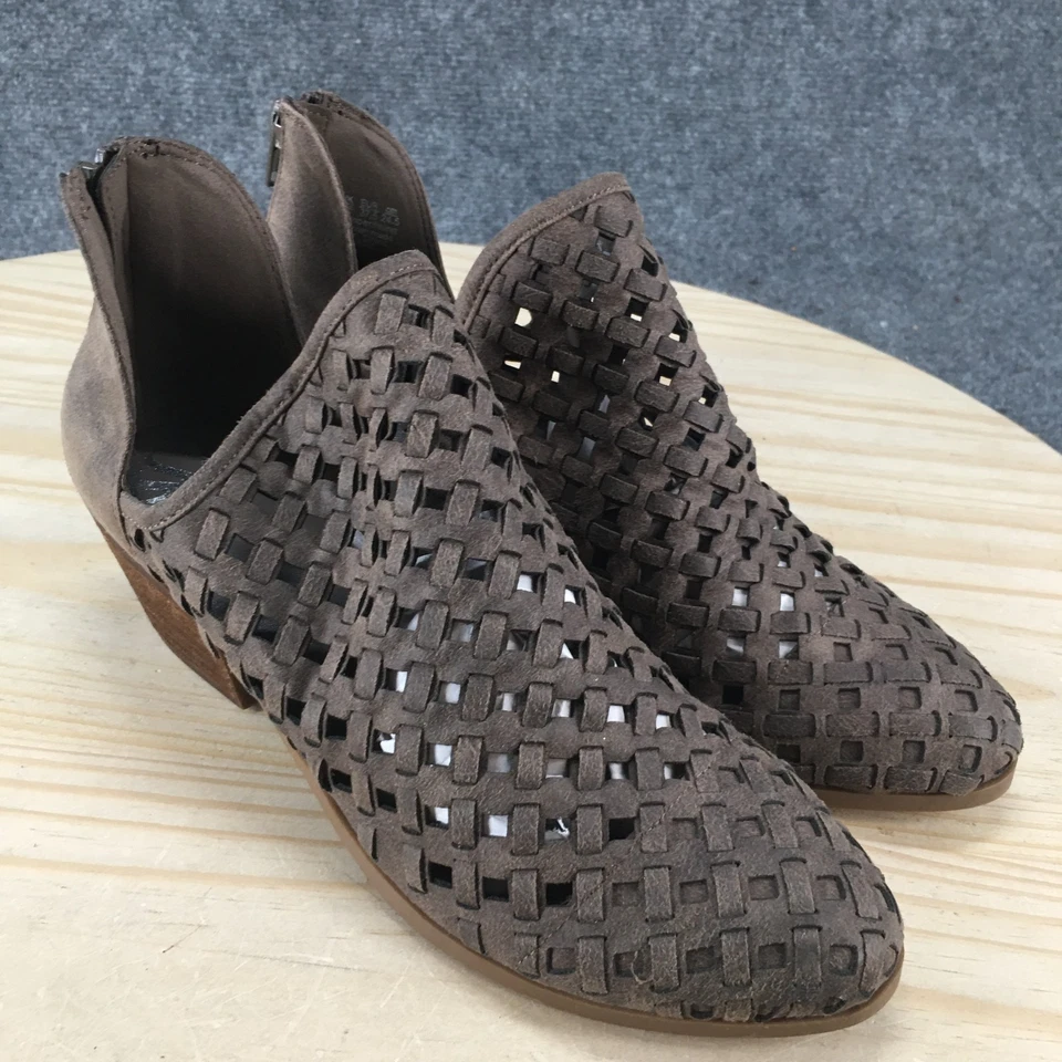 Botas femininas Fergalicious Fergie 7,5 M pearse tornozelo salto tecido marrom - Imagem 3 de 4