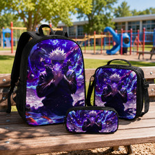 Anime Sorcerer Kids Backpack Set, School Bag with Lunch Bag Pencil Case