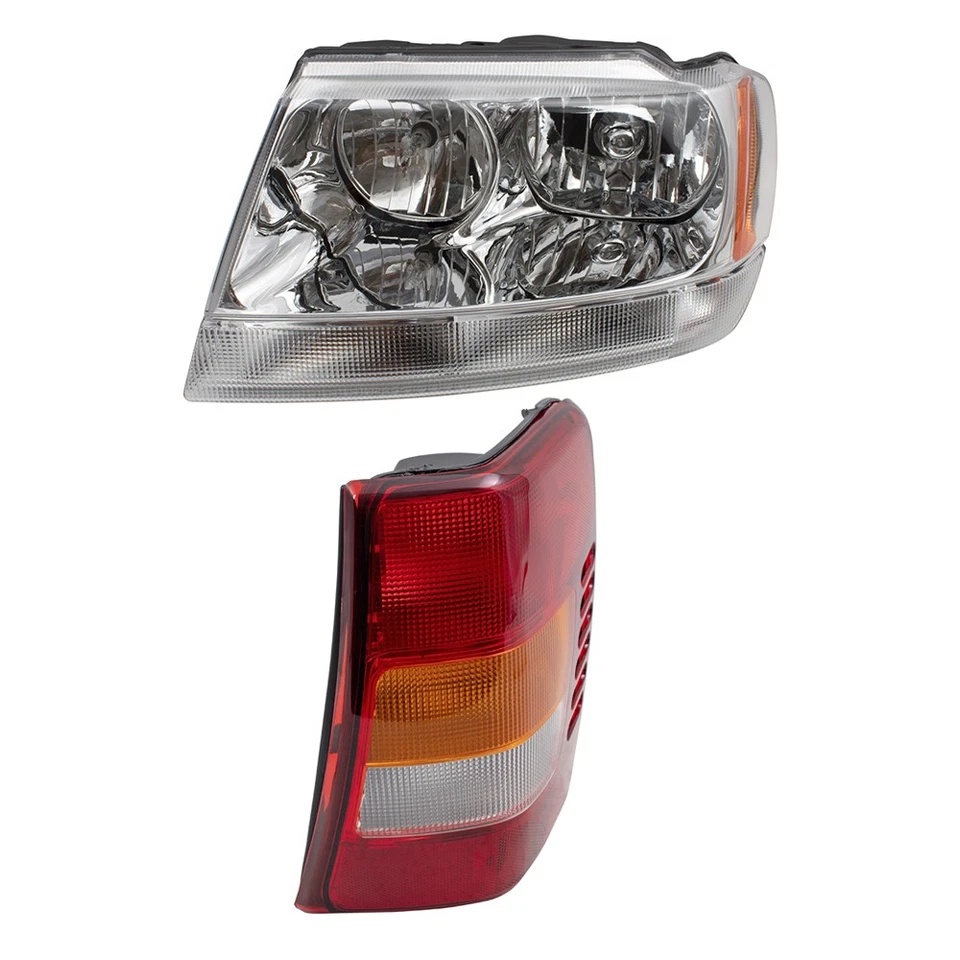 Headlights Chrome Bezel & Tail Lights w/ Circuit Boards for 02-04 Grand Cherokee Foto 2 de 4
