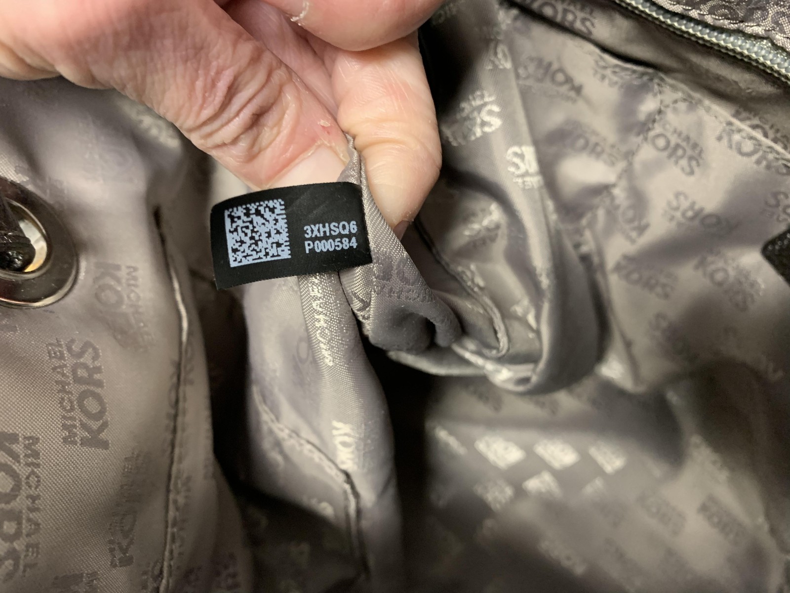 Michael Kors Tote Bag Womens Gray MK Monogram Shoulder Purse Metallic Straps thumbnail 12