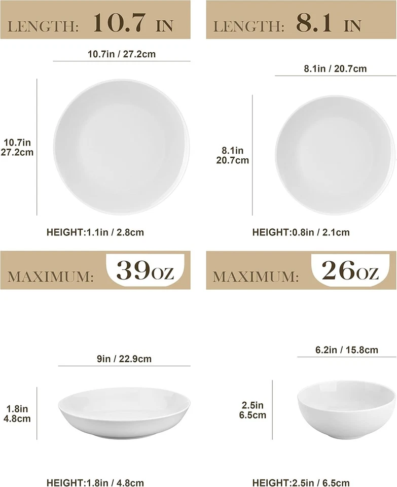 Gourmet Porcelain Dinnerware Set for 6 - Amelia White - Image 4 of 4