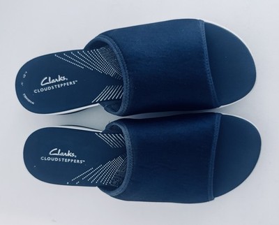 Clarks Cloudsteppers Women's Sandals US Size 10 M Slide Nylon Top Navy Blue