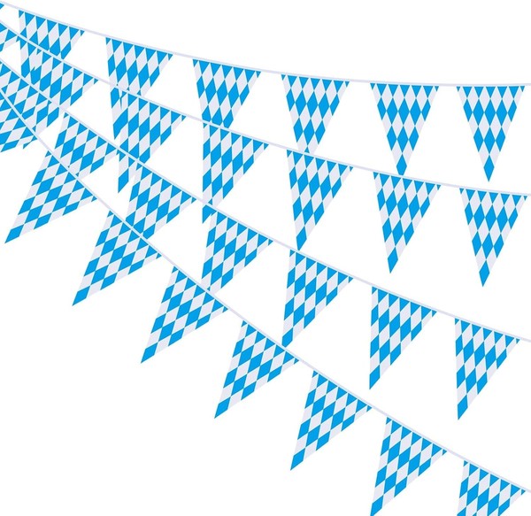 Wimpelkette Oktoberfest Deko Blau Weiß 12M 20X28Cm FüR Party Garten Bierfest-image
