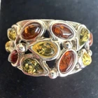 Vintage Polish Silver Multi-Color Baltic Amber Ring -Size 10