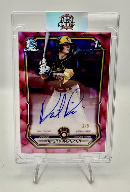 2026 Bowman 1st Snack Pack SSP Daniel Dickinson Bubblegum Refractor Auto /5