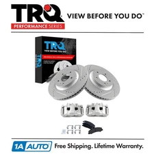 TRQ Front Brake Calipers Pads & Drilled Rotors Fits 06-16 LaCrosse Lucerne DTS