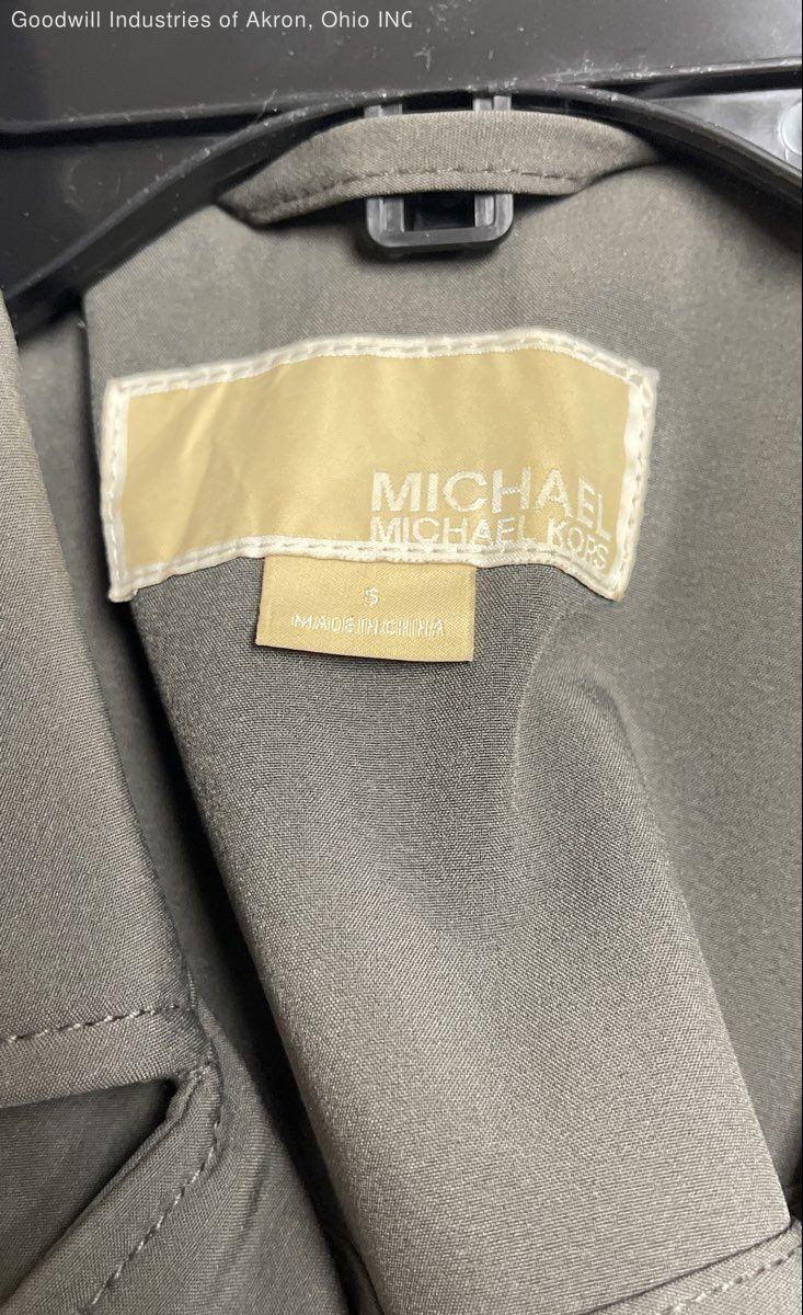 MICHAEL Michael Kors Women's Gray Belted Moto Trench Coat Jacket Sz S thumbnail 4