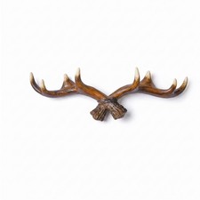 Natural-Looking Home Decor Wood-Grain Texture Resin Horn Hook for Hallway
