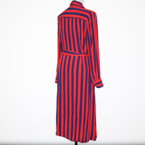 Vestido Boden Azul Marino Rojo Rayas Mangas Largas Talla 12R Kate Midi Camisa Vestido Cinturón - Imagen 3 de 20