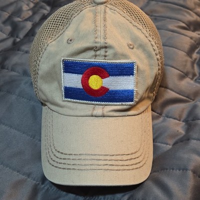 Breckenridge Colorado State Flag Souvenir Mesh Baseball Cap Hat Tan