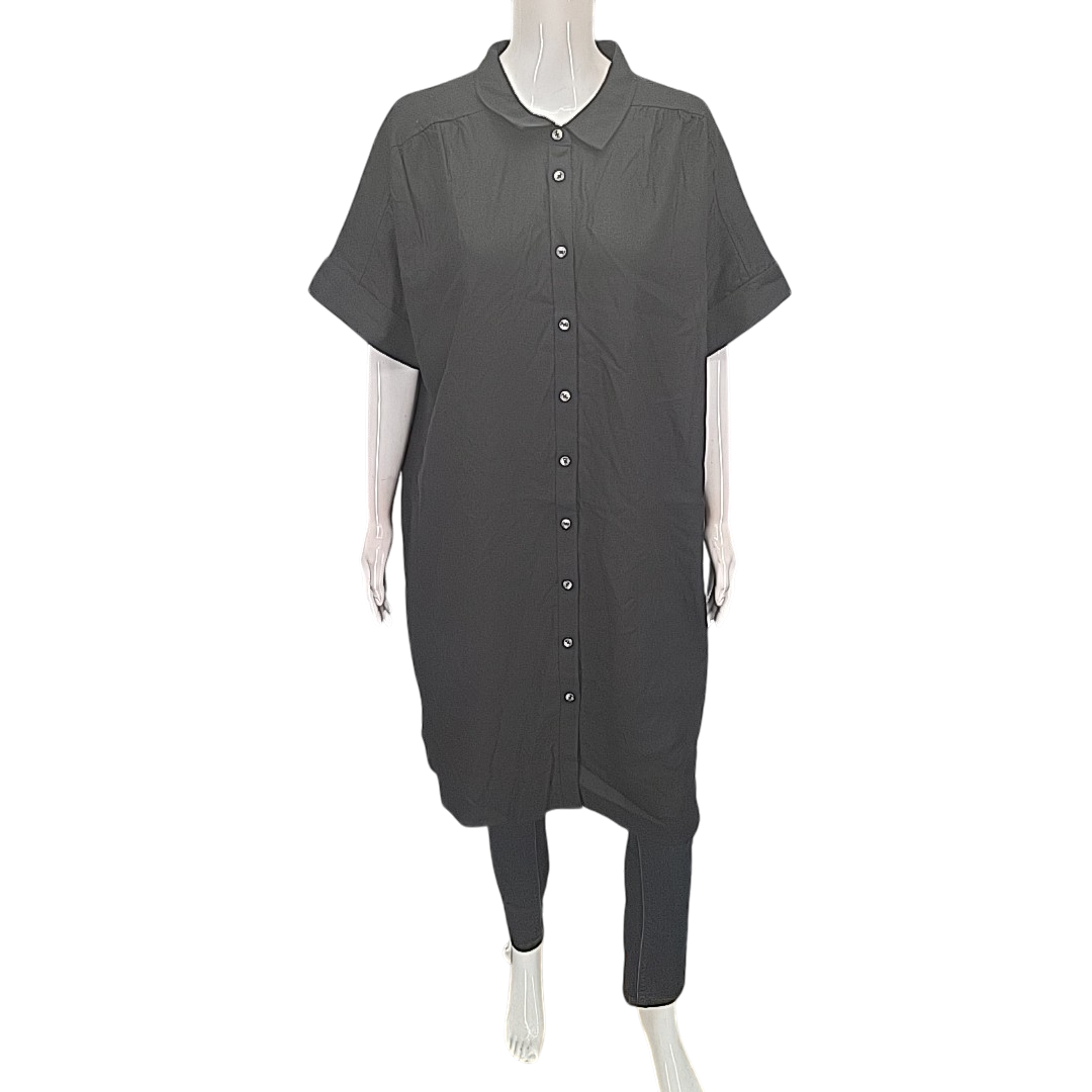 Well Worn Women's Black Button Front Collared Linen Blend Dress Size XX-Large Well Worn Women's Black Button Front Collared Linen Blend Dress Size XX-Large