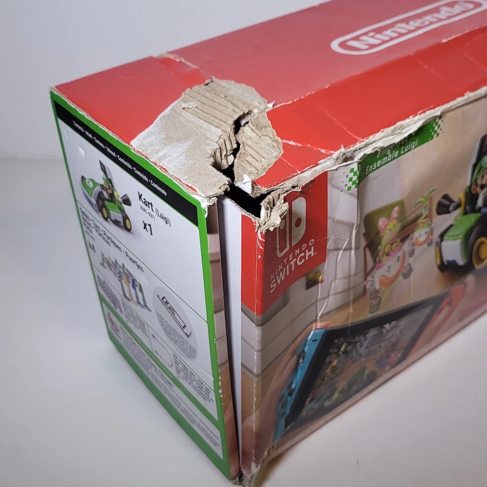 Mario Kart Live: Home Circuit Set Luigi COMPLETO FUNZIONANTE SCATOLA DANNEGGIATA - Immagine 2 di 4