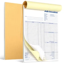 Crtiin 2 Pcs Contractors Invoice Book Carbonless Forms Receipt Book 8.5 x 11