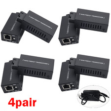 4Pair Fiber Media Converter Gigabit 100/1000Mbps 20Km SC to RJ45 With Sockets