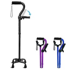 Adjustable Walking Cane for Men Women with 4-Pronged Base for Extra Stabili...