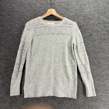 Loft Sweater Pullover Women XS Gray Knit Long Sleeve Crew Neck Acrylic Casual
