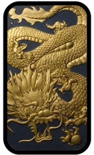 2022 Australia Dragon Bar 1 oz Silver Golden Slumbers Color Art Bar w/ COA