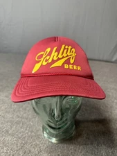 Vintage Schlitz Beer Trucker Hat Red Mesh Snapback Cap American Needle Polyester