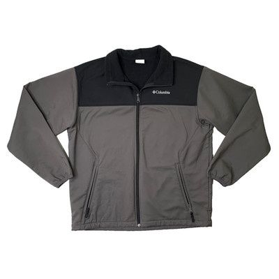 Columbia Jacket Mens L Large Gray Black Fleece Lined Full Zip Colorblock