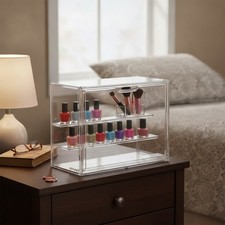 3 Tiers Clear Display Case for Figures, Acrylic Storage Organizers Box with Magn