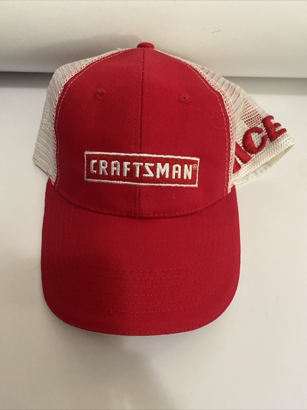 Rare Craftsman ACE Hardware Red White Embroidered Trucker Mesh SnapBack Hat Cap