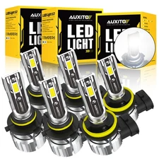 AUXITO 9005 9006 H11 Combo LED Headlight Kit Bulb White High Low Beam Fog Lights