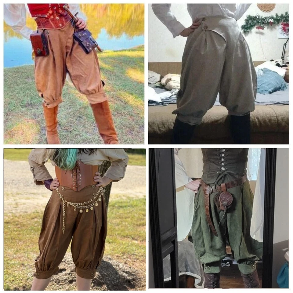 Calças femininas vitorianas calças piratas medievais renascentistas calças steampunk - Imagem 3 de 4