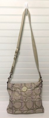 Coach Purple Gold Tartan Plaid Adjustable Crossbody Shoulder Bag Purse F17473