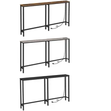 HOOBRO Console Table w/ Charging Station Entryway Table Long and Thin Sofa Table