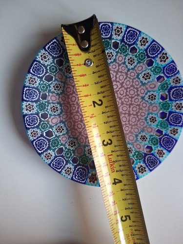 Mini Murano Millefiori Round Trinket Dish Ventian Art Glass 4.25" Vtg Italy - Picture 7 of 23