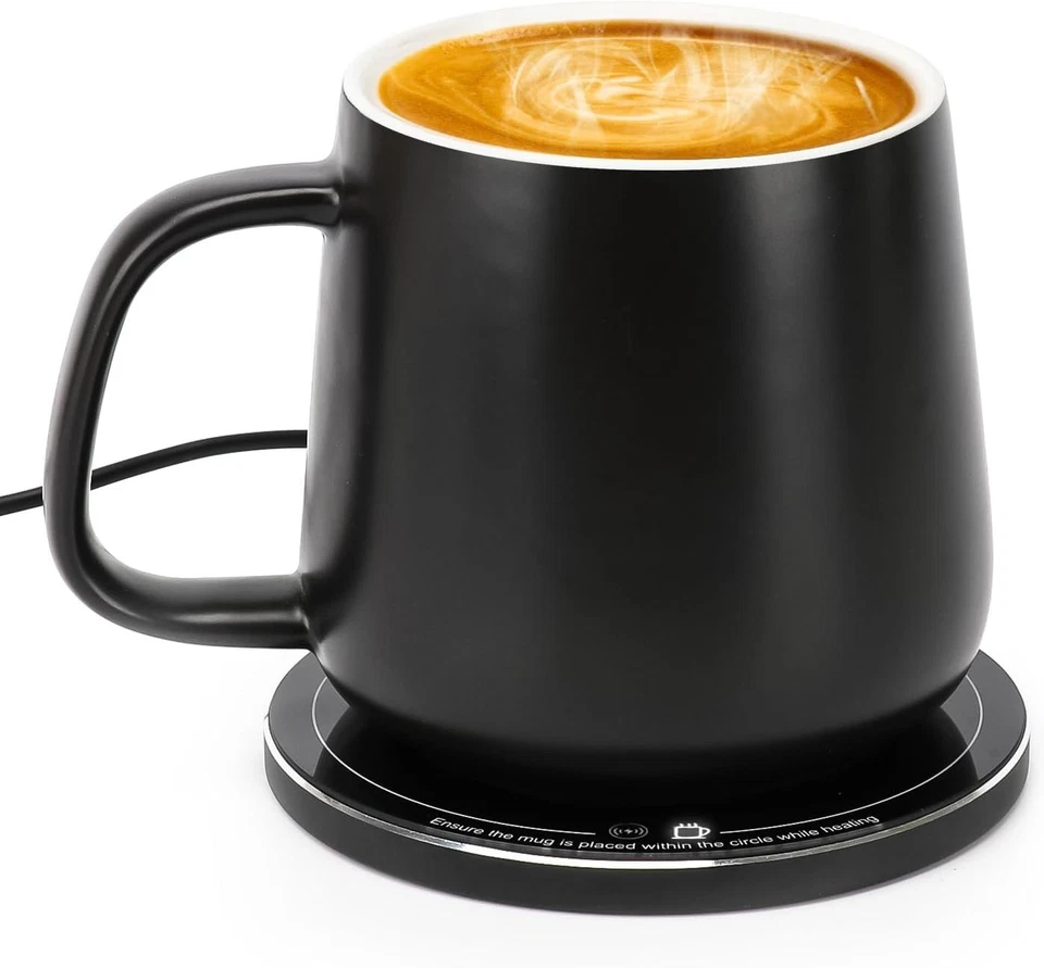 APEKX Mug Warmer Charging Coaster for Coffee Tea Phone Charging Black 12oz 380ml