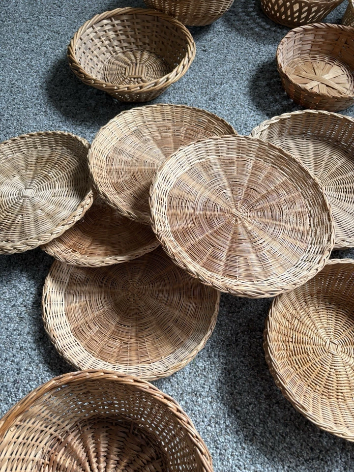 Lot Of 23 Wicker Baskets Boho Home Decor - Image 3 of 4