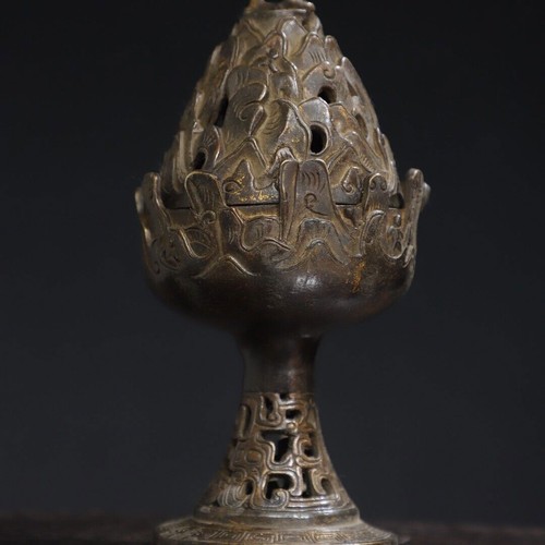 Quemador de incienso de montaña dragón dorado marca Qing antigua dinastía Qing de 9,5" - Imagen 2 de 9