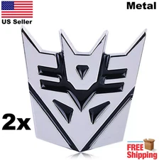 2x 3D METAL Transformers Emblem Autobots Decepticon Car Sticker 3" 