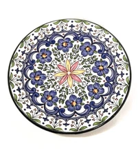 CERAPLAT ~ Handmade in Spain Hanging Dish ~ FLORAL 3.5" ~ Decorative Wall Plate