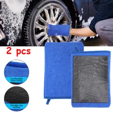 2pcs Car Wash Gloves Microfiber Clay Bar Towel Detailing Cleaning Cloth Rag New