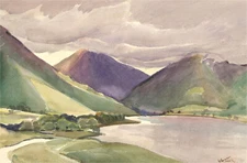 Horace Tuck (1876-1951) - Early 20th Century Watercolour, Mountains and Lake
