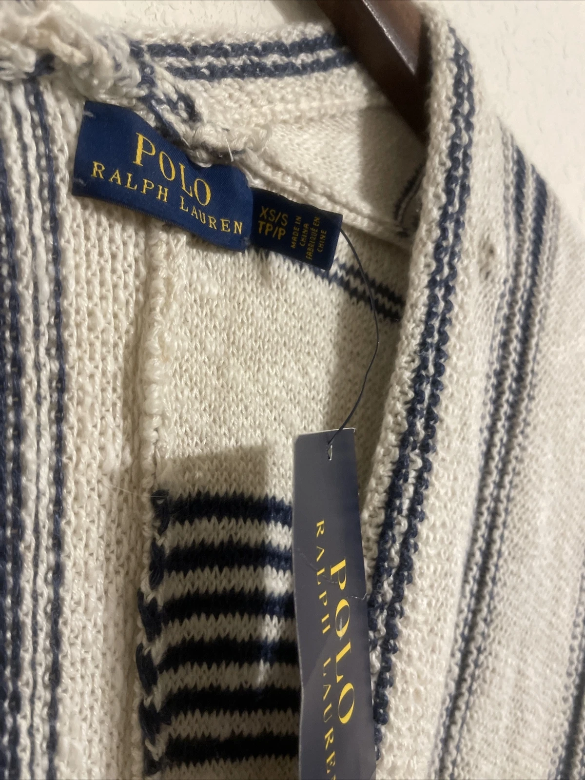 Polo Ralph Lauren Linen Wrap Poncho Indigo Cardigan Sweater Jacket Size XS/S NWT