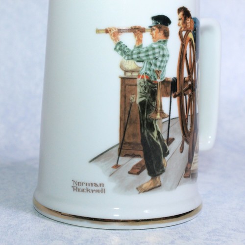 Vintage Norman Rockwell Porcelain Tankards Long John Silver's River Pilot - Picture 7 of 10